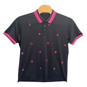 G/FORE Mens XL Navy Pink Skull Clover Golf Polo Shirt Talis Park Golf Club